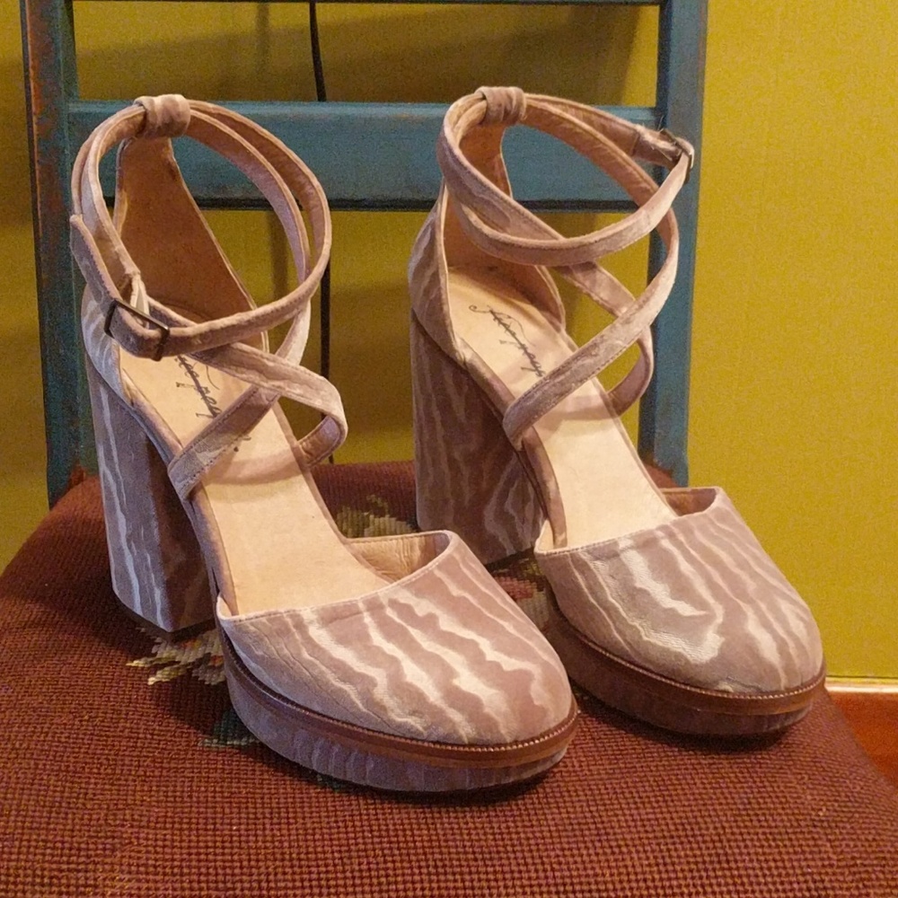 Free People velvet heels ankle strap